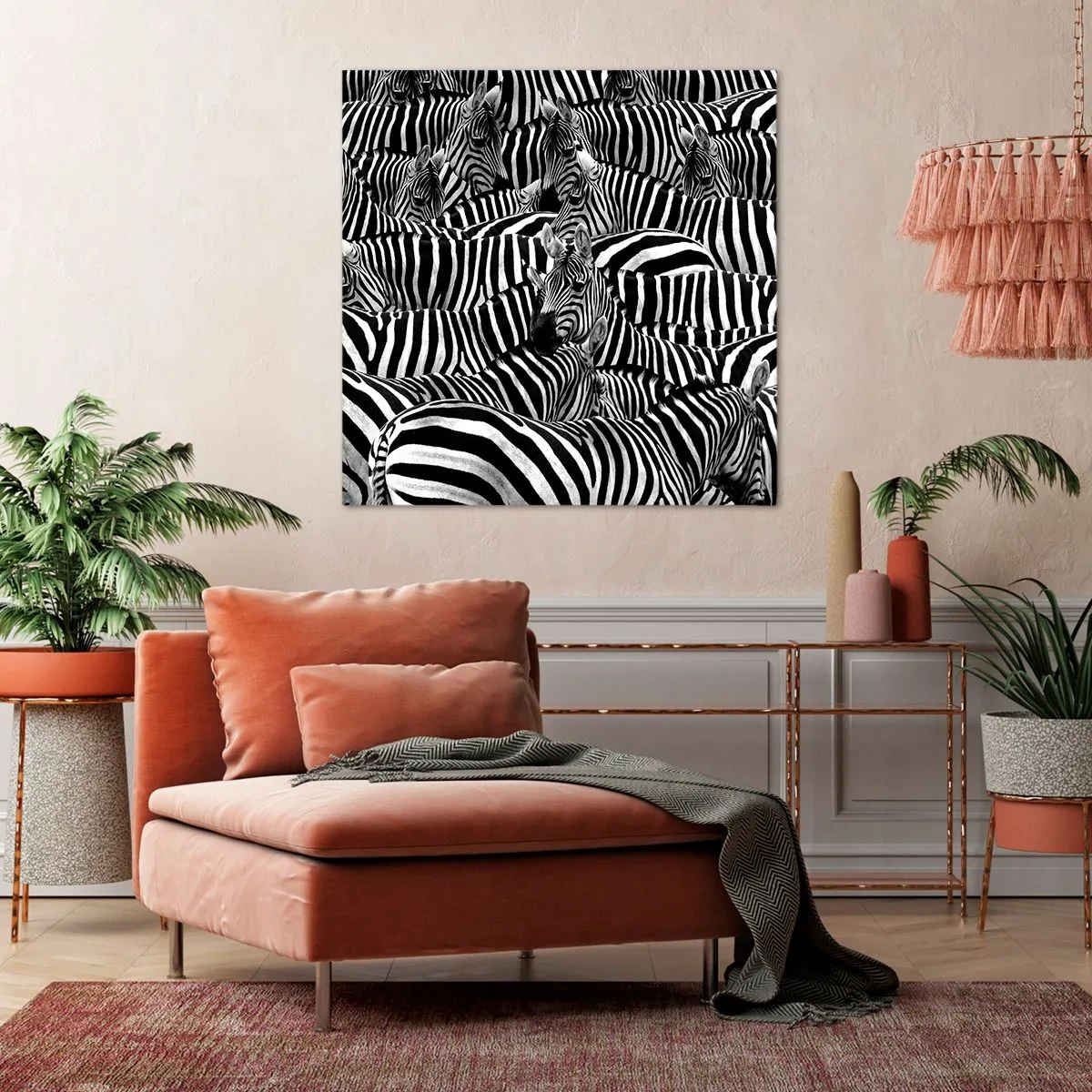 Canvastavla - Bild på duk - Randig grupporträtt - 30x30 cm