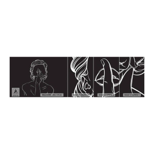 Provbit av självhäftande fototapet Deluxe Sticker - Skönhet blommar i tystnad - Kvinna, Teckning, Linje - 100x30 cm