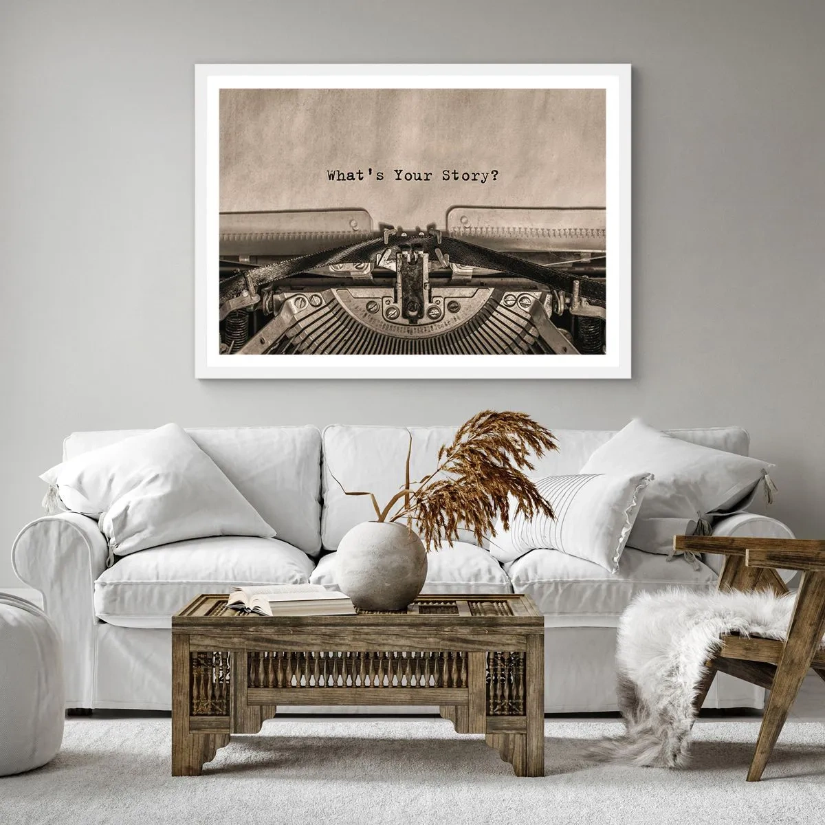 Affisch i vit ram - Svara mig - 40x40 cm