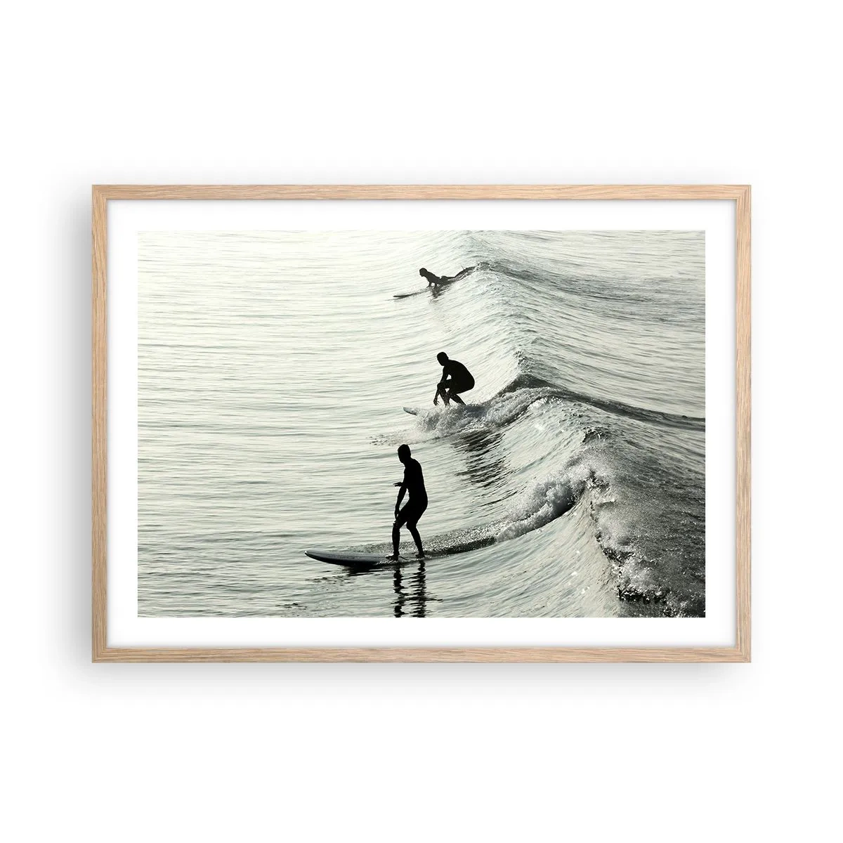 Affisch i ram av ljusek - Att möta vågen - 70x50 cm