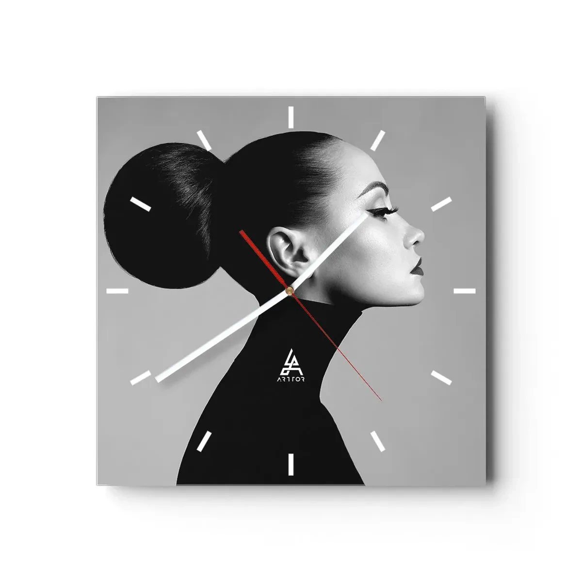 Väggklocka - Klocka på glas - Samtida Nefretete - 40x40 cm