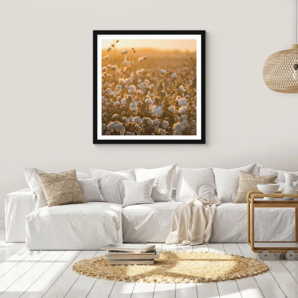 Affisch i svart ram - Fluffigt fält - 40x40 cm