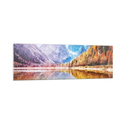 Glastavla - Bild på glas - Det är redan höst i fjällen - 160x50 cm