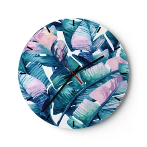 Väggklocka - Klocka på glas - I bananträdgård - 40x40 cm