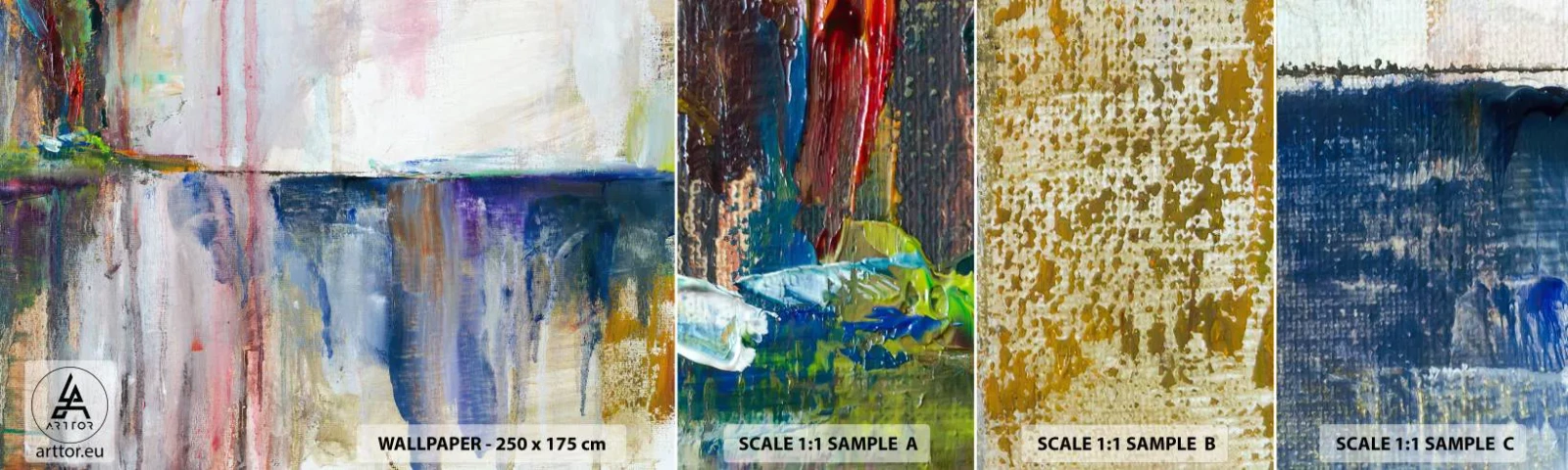 Fototapet Prov Standard Eco - Färgrika intryck och associationer - Abstraktion, Bit, Målning - 100x30 cm