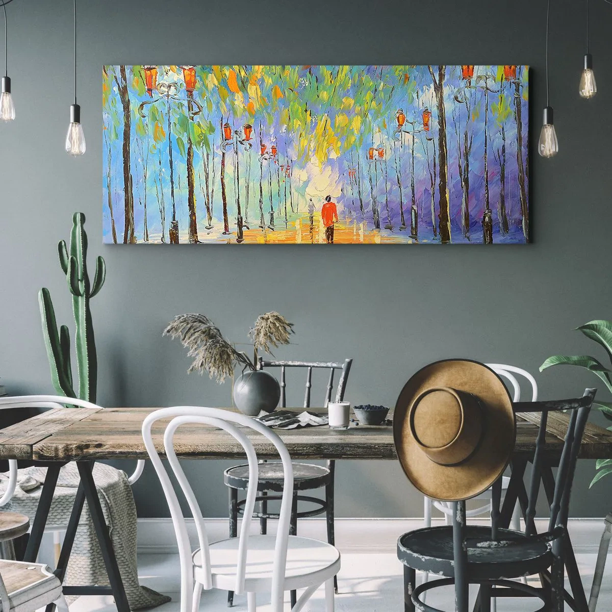 Canvastavla - Bild på duk - Regnets nattvisa - 90x30 cm