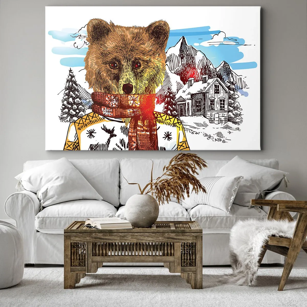 Canvastavla - Bild på duk - Björnens koja - 120x80 cm