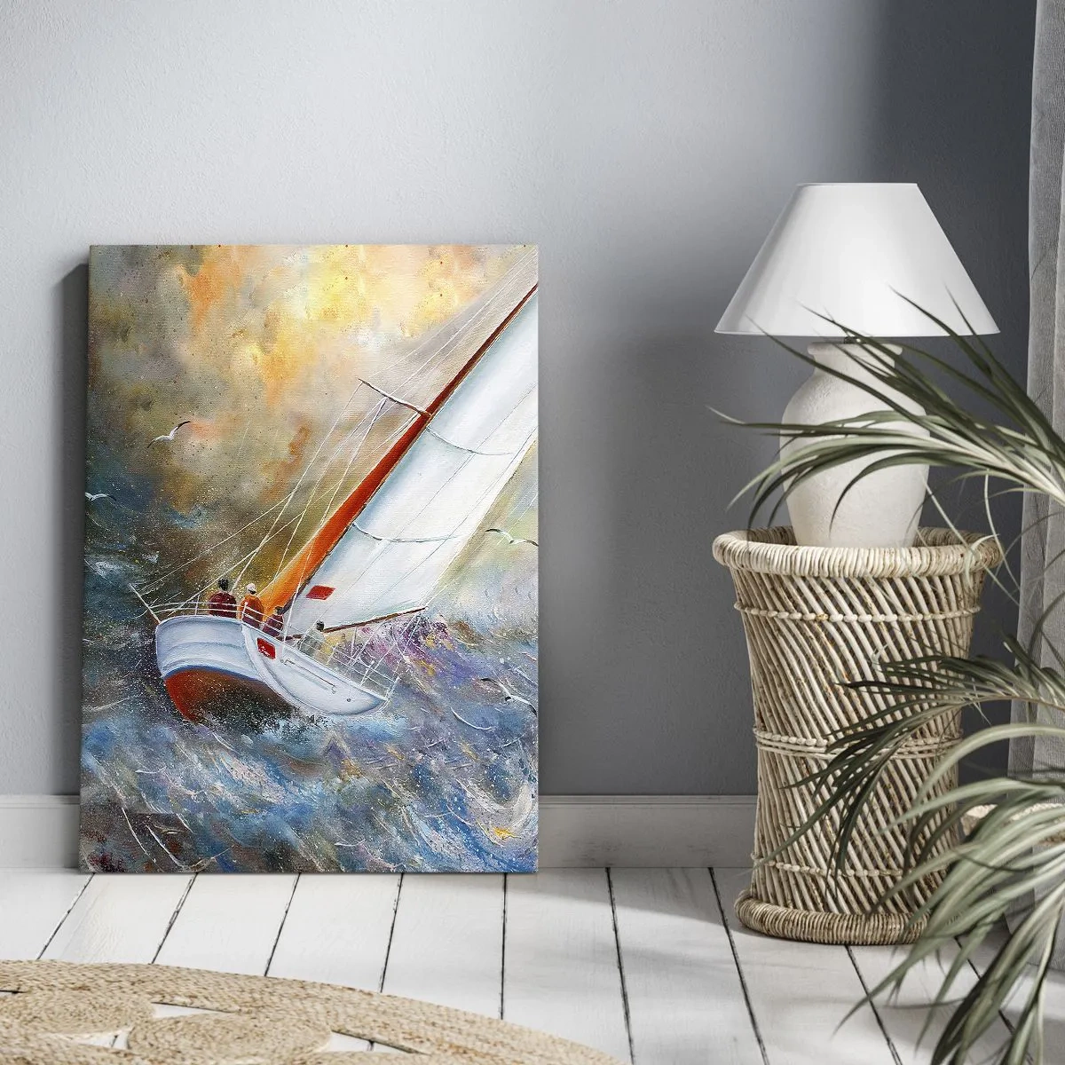 Canvastavla - Bild på duk - Springande på vågorna - 50x70 cm
