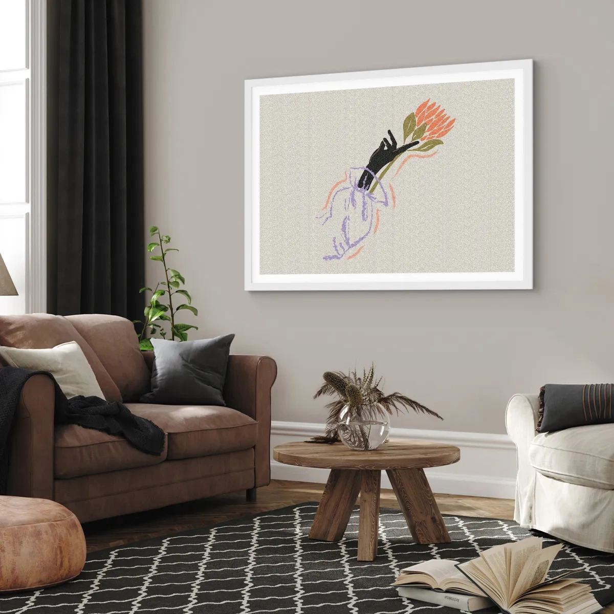 Affisch i vit ram - En systerlig beröring - 100x70 cm