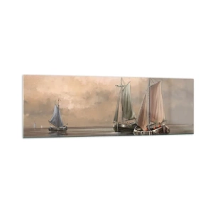 Glastavla - Bild på glas - Seglarnas hemkomst - 160x50 cm