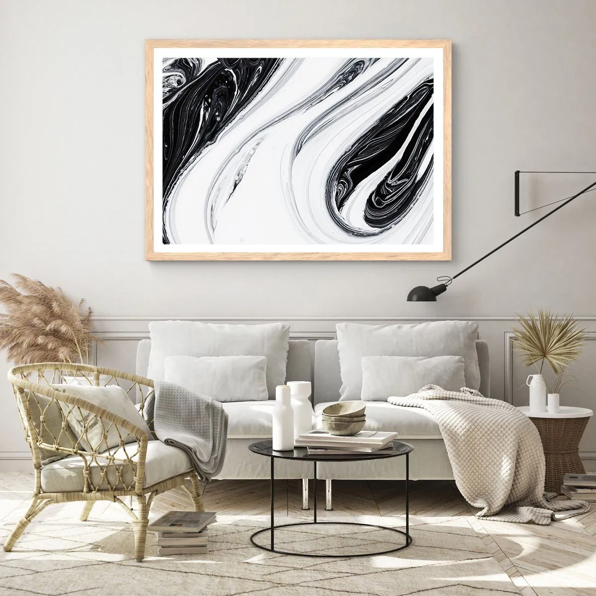 Affisch i ram av ljusek - Motsatskombination - 100x70 cm