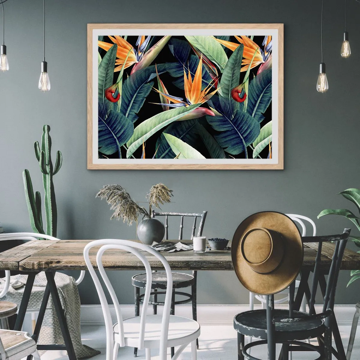 Affisch i ram av ljusek - Tropikens brinnande blommor - 91x61 cm