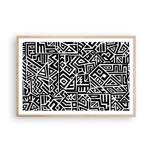 Affisch i ram av ljusek - Prekolumbisk komposition - 91x61 cm