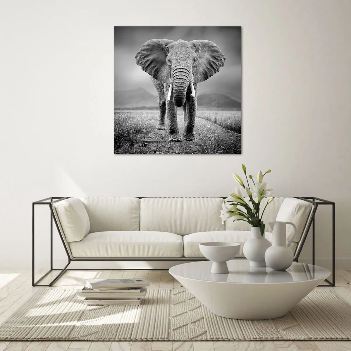 Glastavla - Bild på glas - Värden hälsar välkommen - 60x60 cm