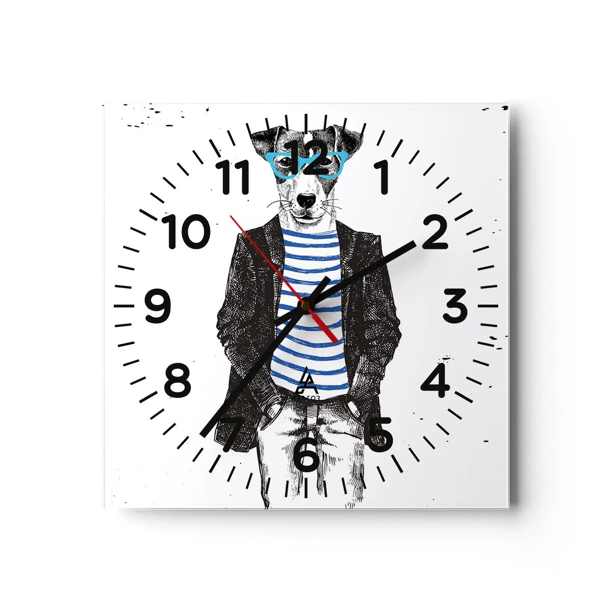 Väggklocka - Klocka på glas - Hundelegans - 40x40 cm