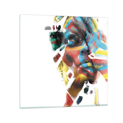 Glastavla - Bild på glas - Färgrik personlighet - 40x40 cm