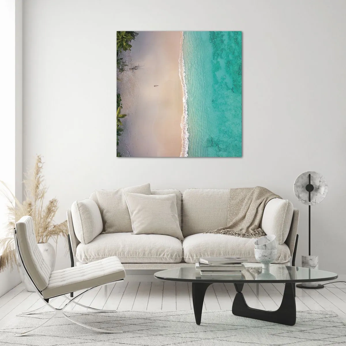 Glastavla - Bild på glas - En strand i paradiset - 70x70 cm