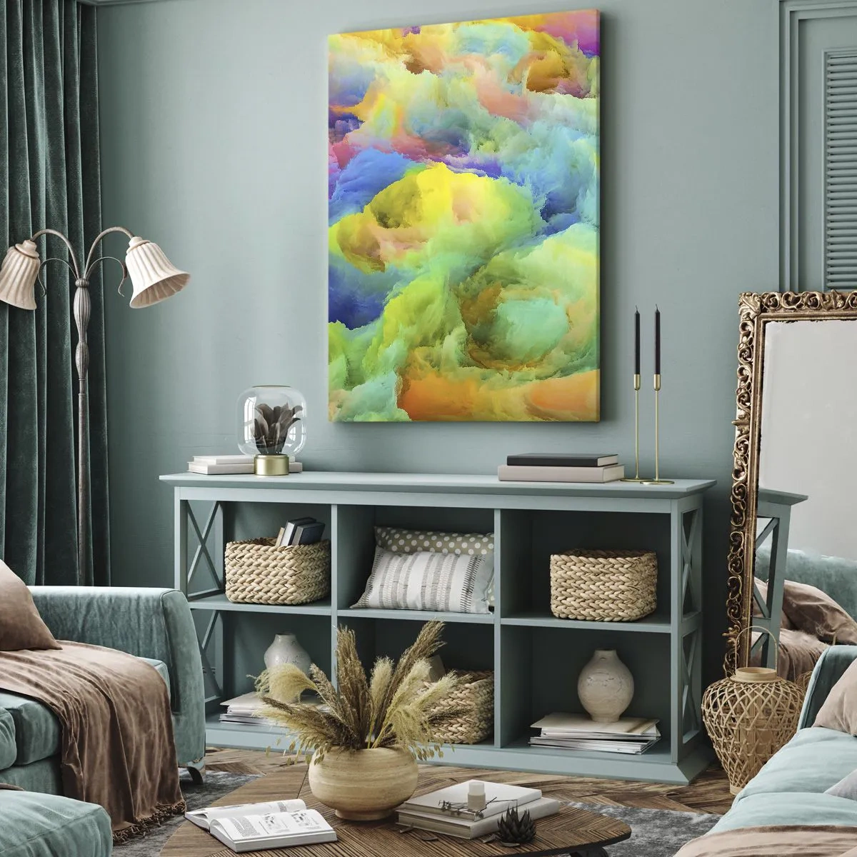 Canvastavla - Bild på duk - Regnbågsdun - 50x70 cm