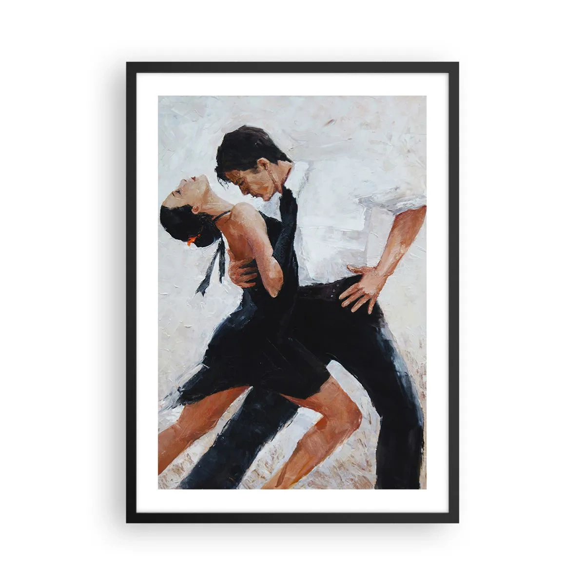Affisch i svart ram - Ett par som dansar i en dynamisk pose - 50x70cm - Mina drömmars tango - Modern väggdekoration för vardagsrum och sovrum ARTTOR