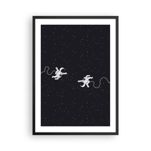 Affisch i svart ram - Två astronauter som svävar i rymden - 50x70cm - Rymddans - Modern väggdekoration för vardagsrum och sovrum ARTTOR