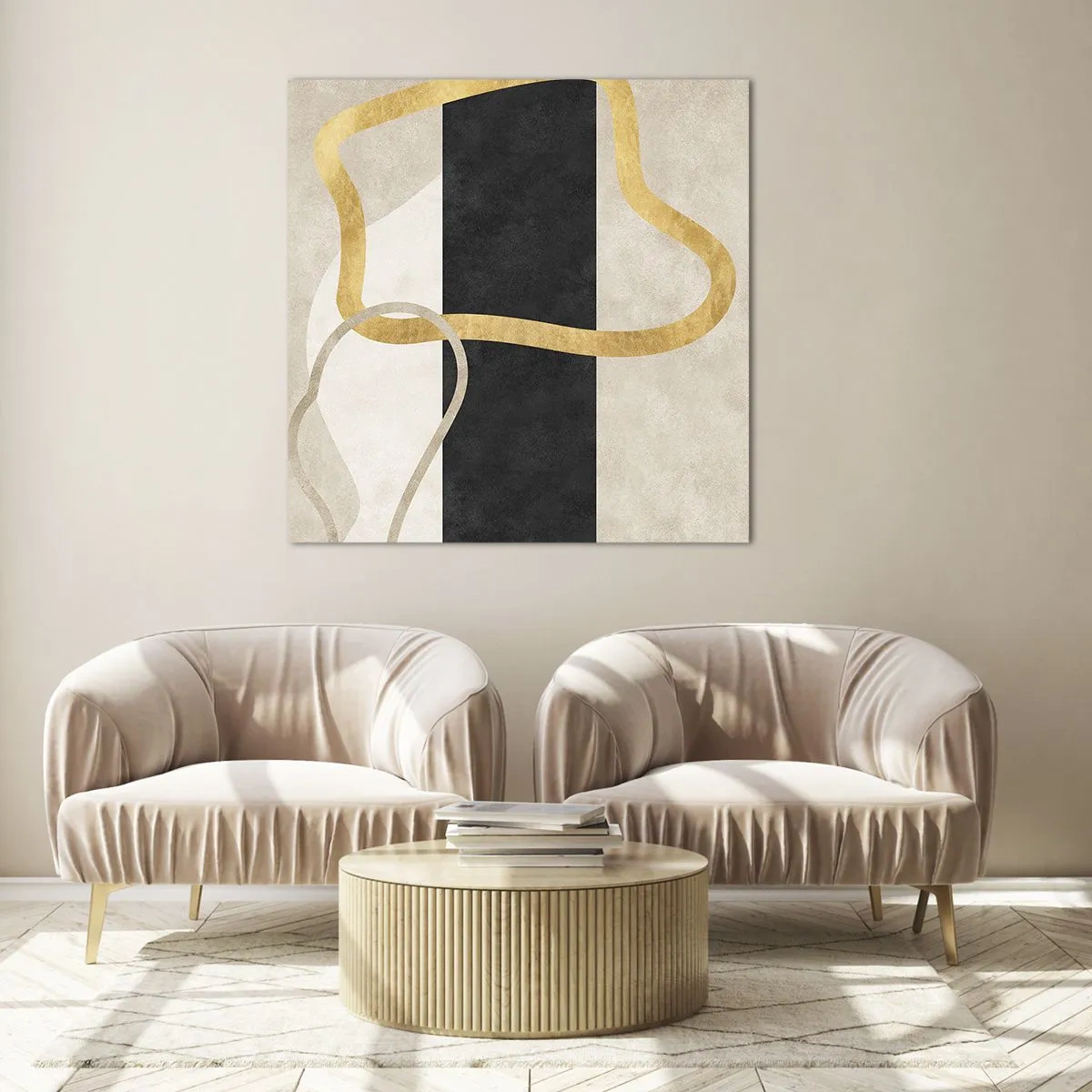 Glastavla - Bild på glas - Slingrande former - 40x40 cm