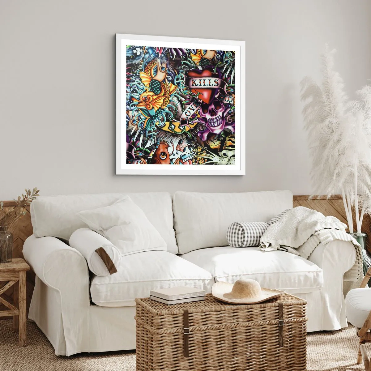 Affisch i vit ram - Tatuerarens dröm - 60x60 cm