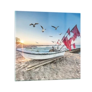 Glastavla - Bild på glas - Välförtjänt vila - 70x70 cm