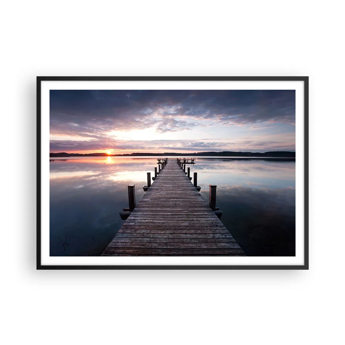 Affisch i svart ram - Den tysta gränsen mellan dag och natt - 100x70 cm