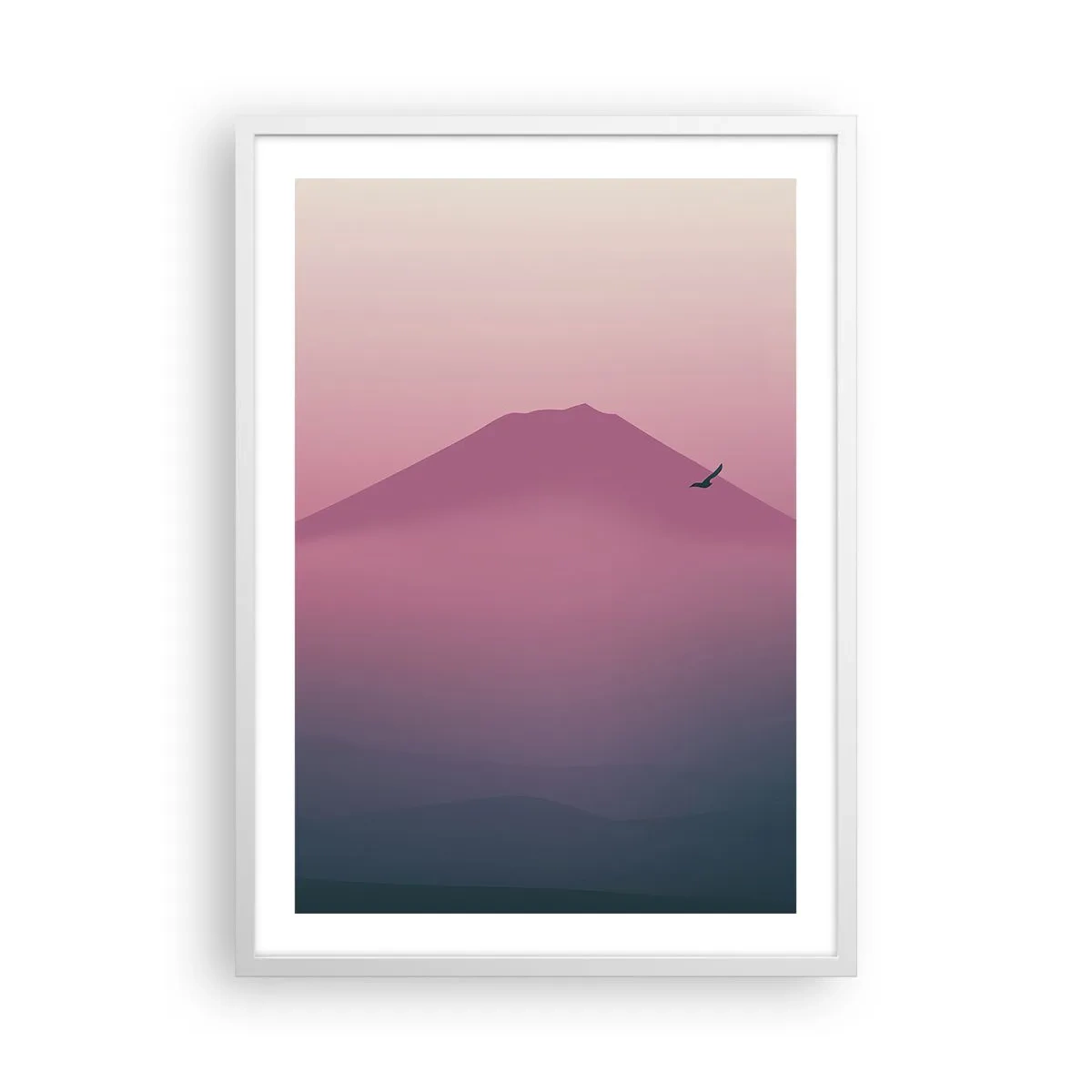 Affisch i vit ram - Vandrare över molnen - 50x70 cm