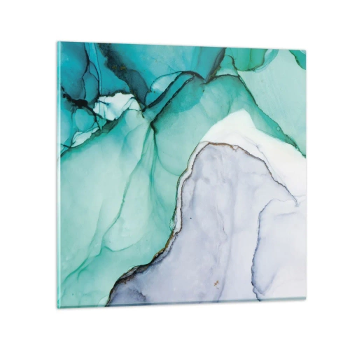 Glastavla - Bild på glas - En studie i turkos - 50x50 cm