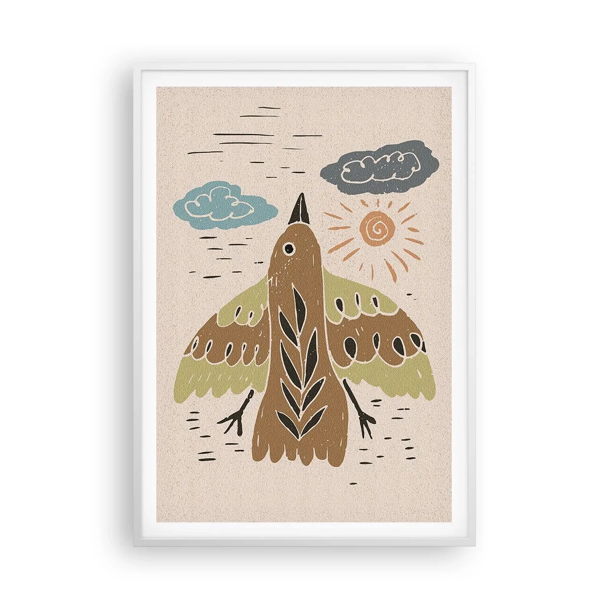 Affisch i vit ram - Glädjefylld flygning - 70x100 cm