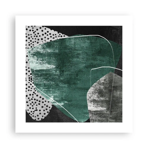 Affisch - Färgstark abstraktion med en guldflinga - 40x40 cm