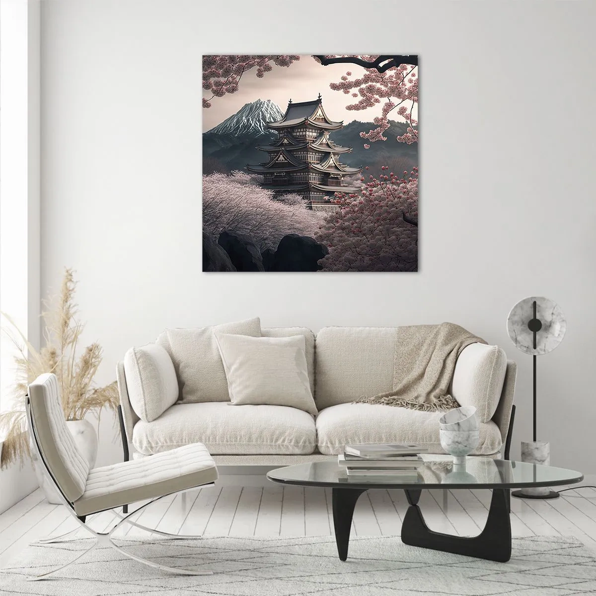 Glastavla - Bild på glas - Ett land av blommande körsbär - 30x30 cm