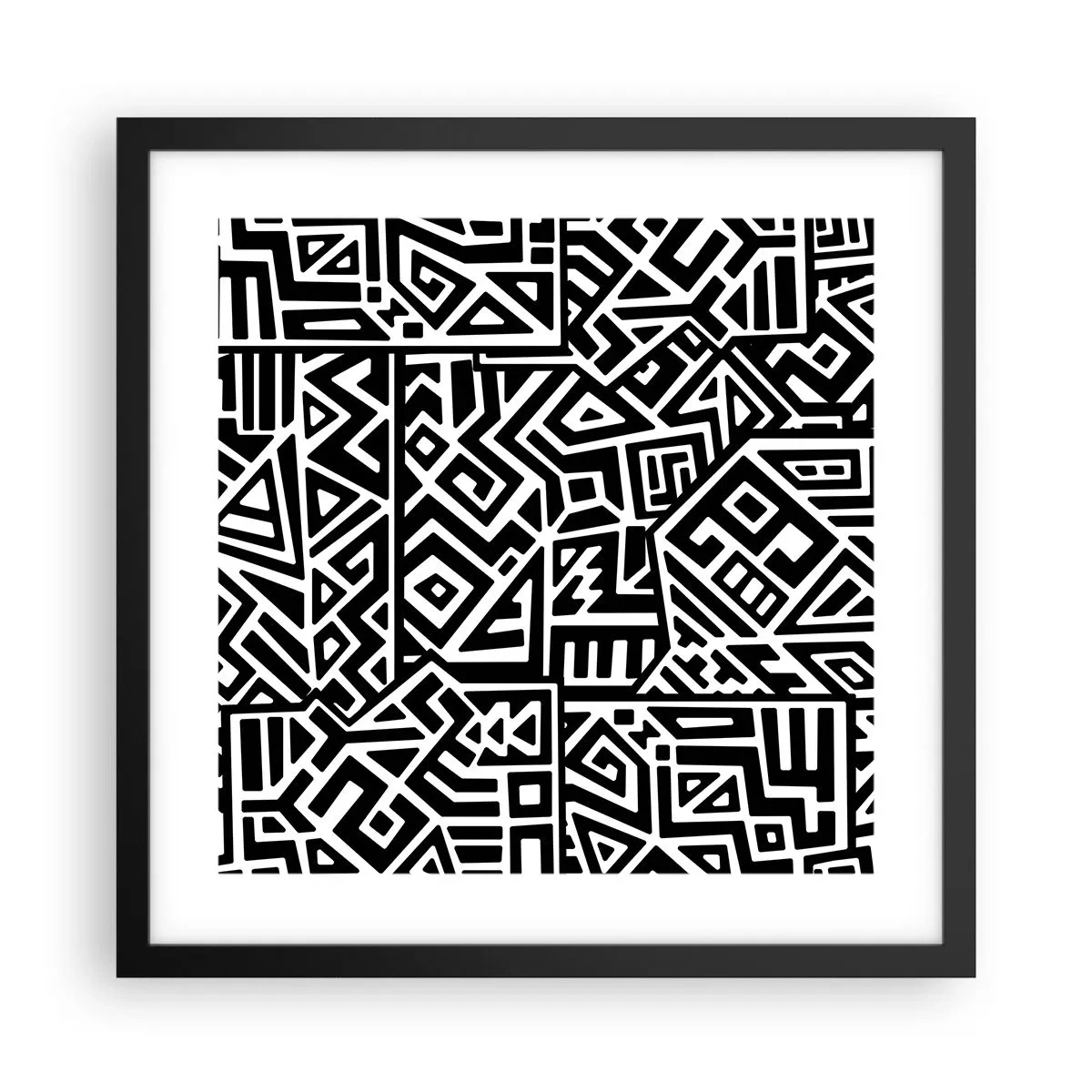 Affisch i svart ram - Prekolumbisk komposition - 40x40 cm