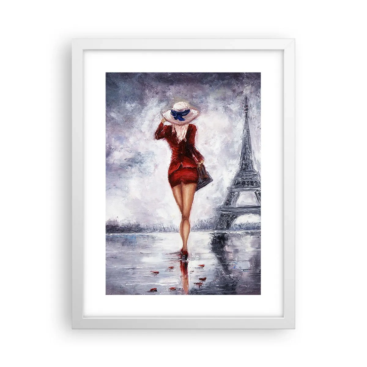 Affisch i vit ram - Symboler av Paris - 30x40 cm