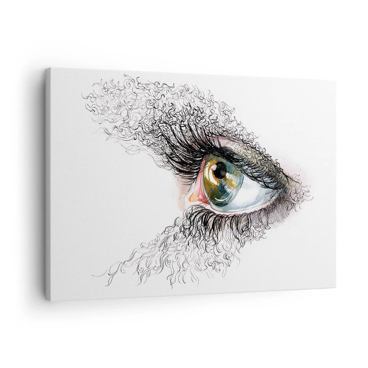Canvastavla - Bild på duk - Ett konstnärligt öga med en gulgrön iris och invecklade detaljer. - 70x50cm - Titta rakt in i själen - Modern väggdekoration för vardagsrum och sovrum ARTTOR