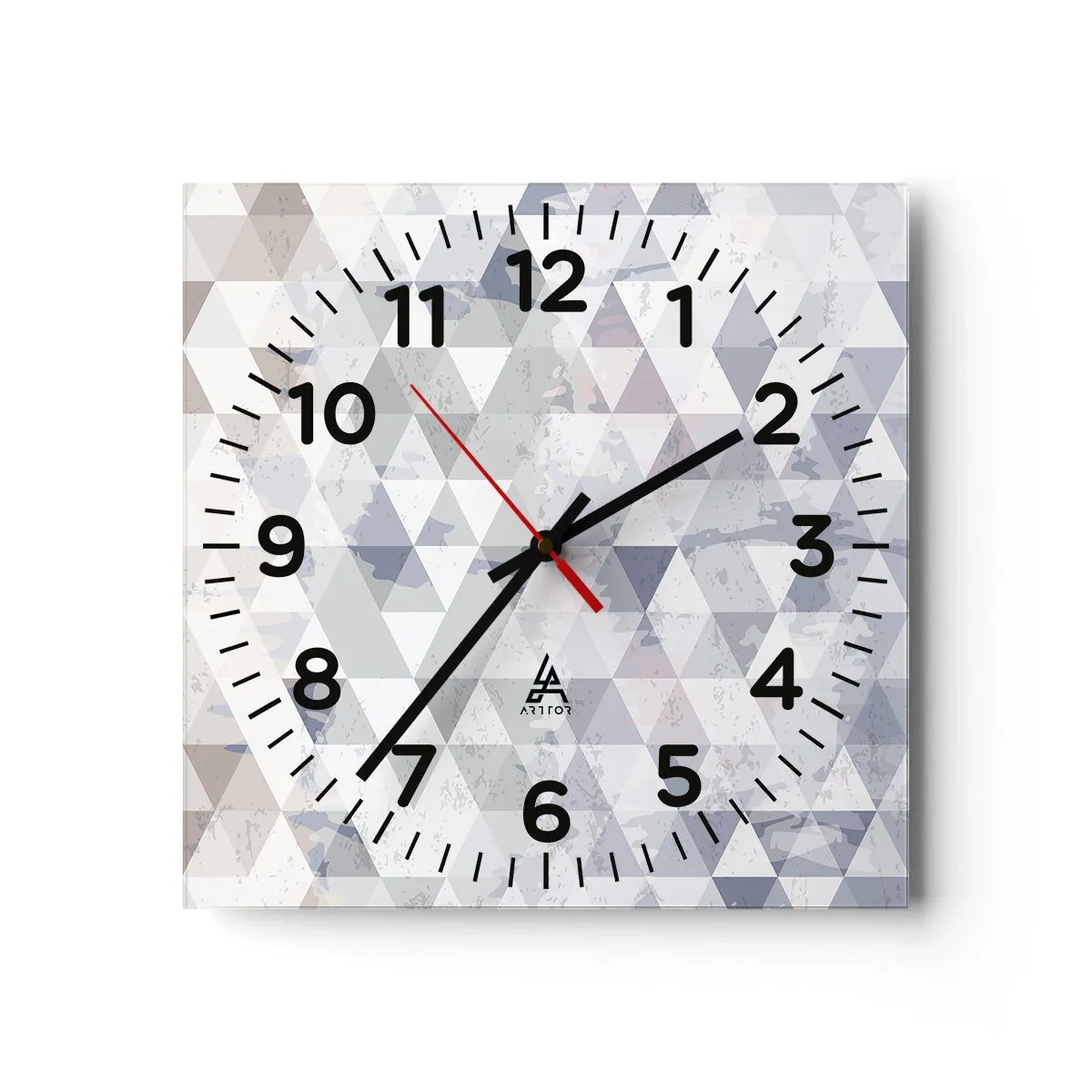 Väggklocka - Klocka på glas - Trianglar - 30x30 cm