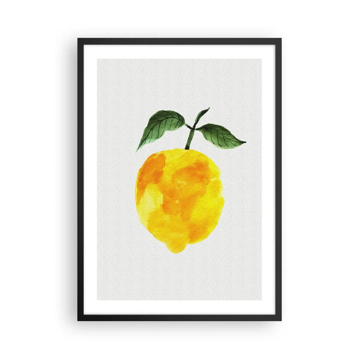 Affisch i svart ram - Akvarell illustration av en citron med blad på en ljus bakgrund - 50x70cm - Hur man känner smaken av solen - Modern väggdekoration för vardagsrum och sovrum ARTTOR
