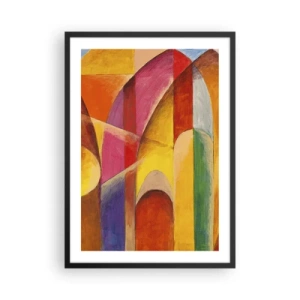 Affisch i svart ram - Färgglad abstraktion med geometriska former - 50x70cm - Solens domkyrka - Modern väggdekoration för vardagsrum och sovrum ARTTOR