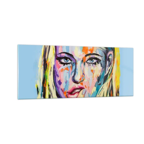 Glastavla - Bild på glas - Titta henne rakt in i ögonen - 100x40 cm