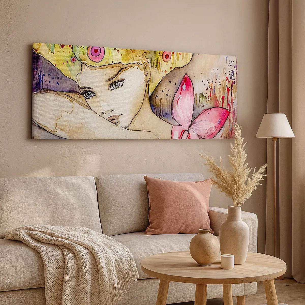 Canvastavla - Bild på duk - fjärilprincessa - 30x30 cm