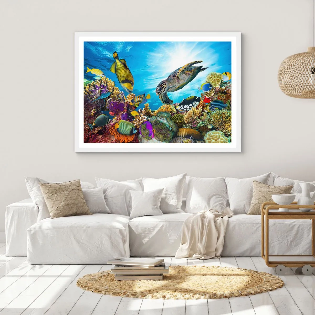 Affisch i vit ram - Korallpromenad - 70x50 cm
