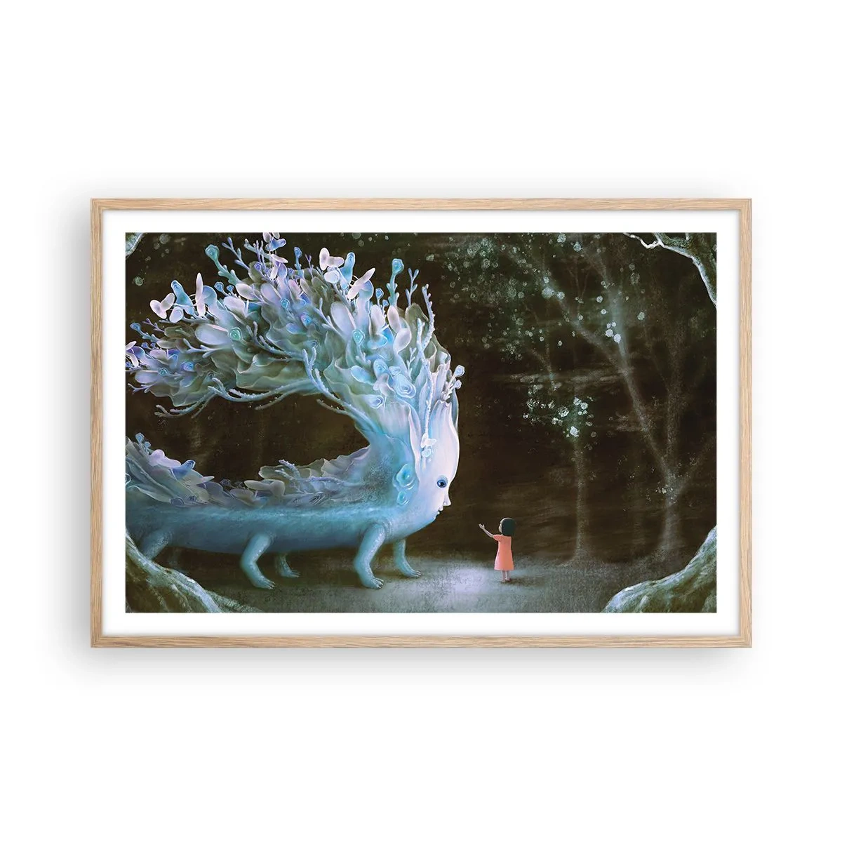 Affisch i ram av ljusek - Fantastiskt möte - 91x61 cm