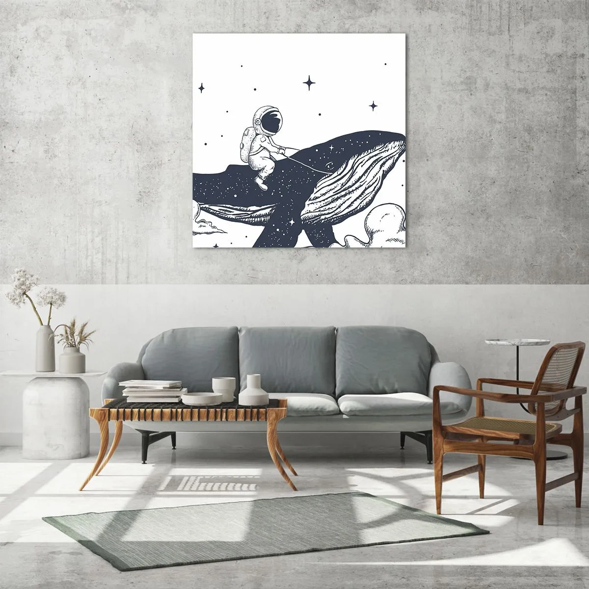 Glastavla - Bild på glas - Rymdäventyr - 50x50 cm