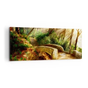 Canvastavla - Bild på duk - Från bron till sagoskogen - 100x40 cm