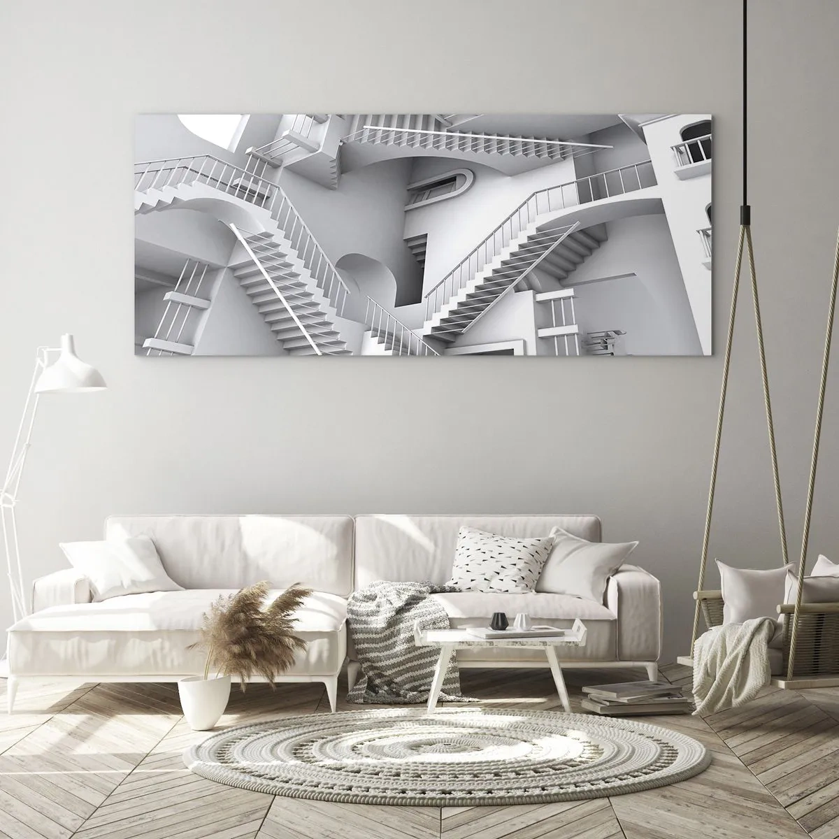 Glastavla - Bild på glas - Rummets paradoxer - 90x30 cm