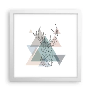 Affisch i vit ram - I en geometrisk skog - 30x30 cm