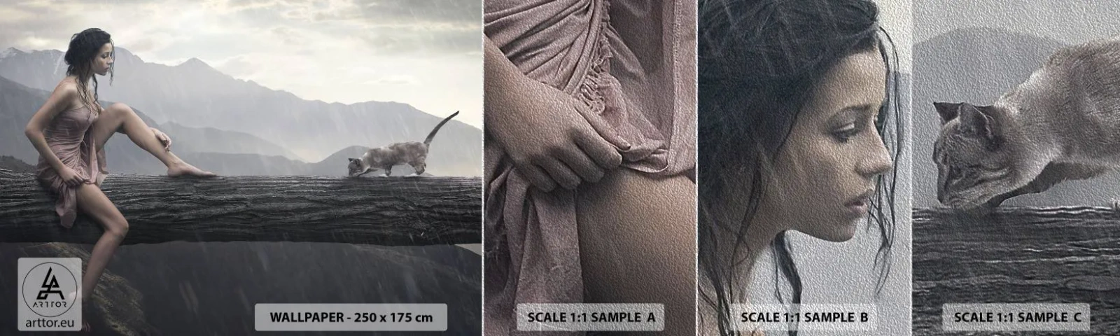 Provbit av fototapet Premium Sand - Skönhetens topp - Kvinna, Modell, Landskap - 100x30 cm