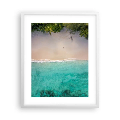 Affisch i vit ram - En strand i paradiset - 40x50 cm