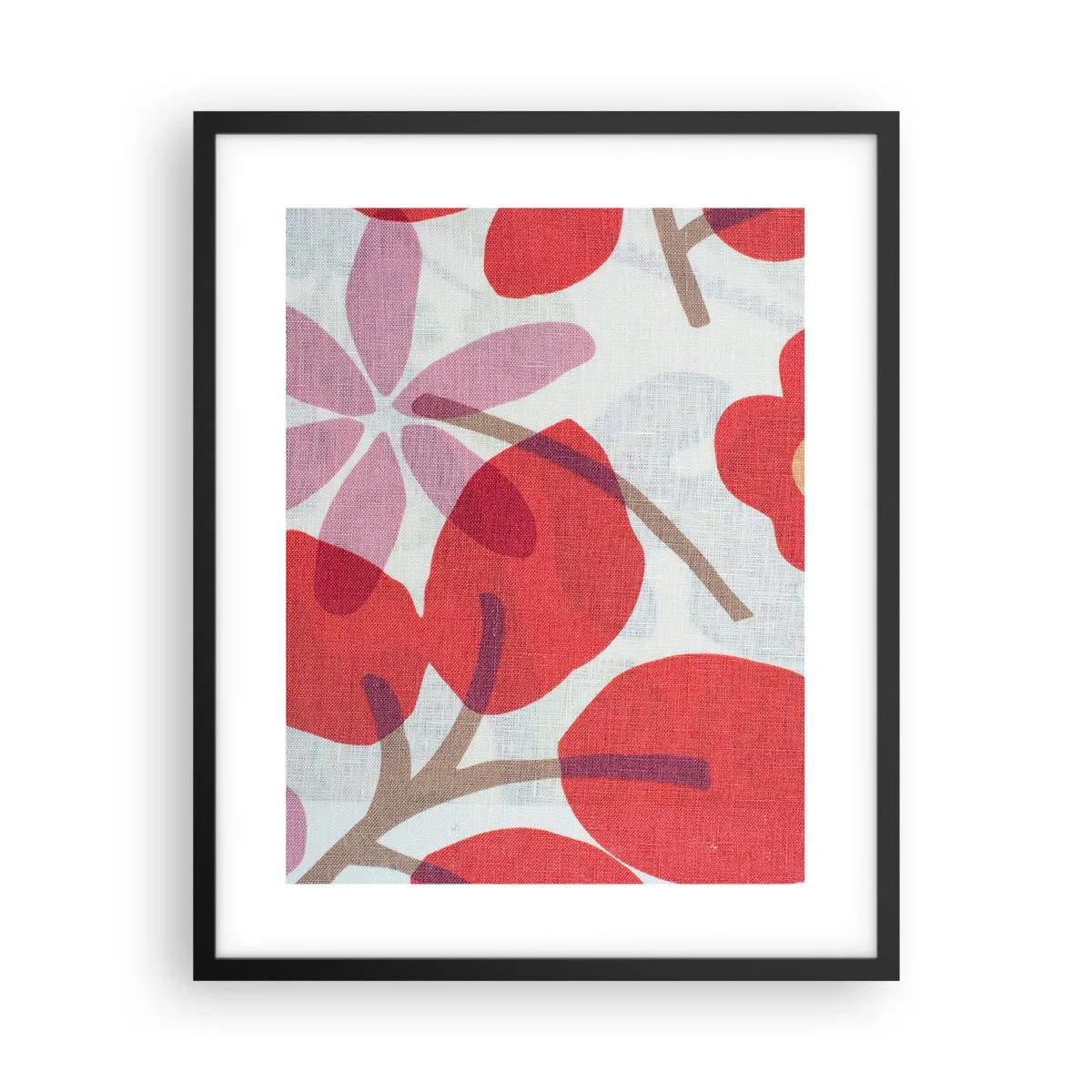 Affisch i svart ram - Blomsterkomposition i rosa - 40x50 cm